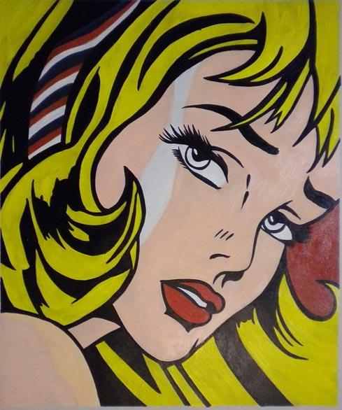 store falso d'autore Girl with a Blonde hair di Roy Lichtenstein